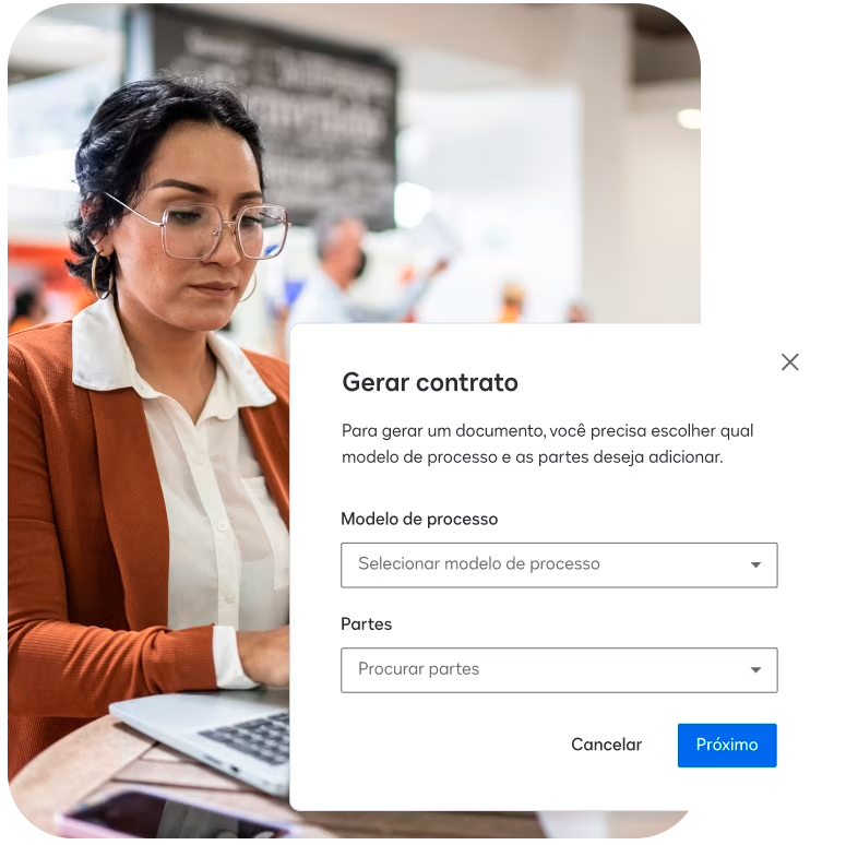Interface do DocuSign para geração de acordos